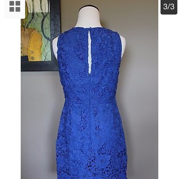 J. Crew Caribbean blue lace sheath dress 00 - Picture 3 of 4