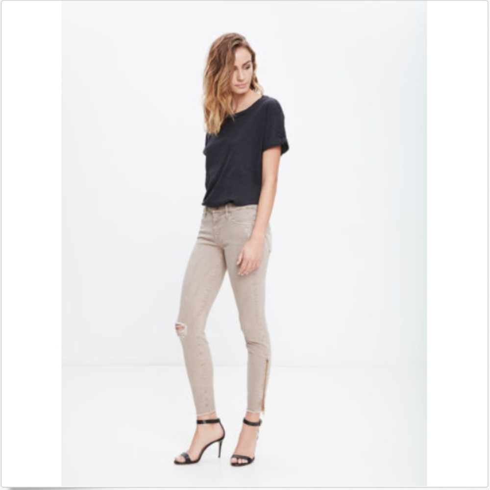NWT Mother Looker Zip Fray Sand Skinny Jeans Sz 23