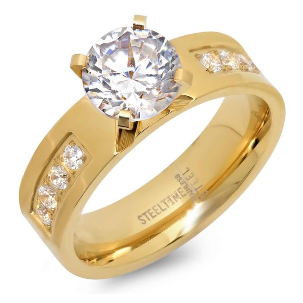 Gold CZ rhinestone ring