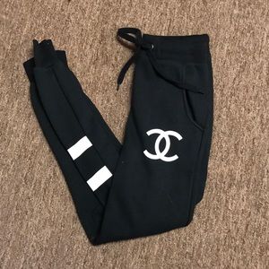 White CoCo Chanel Joggers