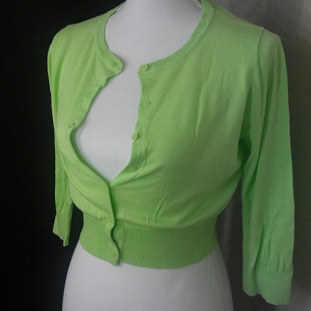 Old Navy Mini Cropped Cardi Cardigan Lime Green