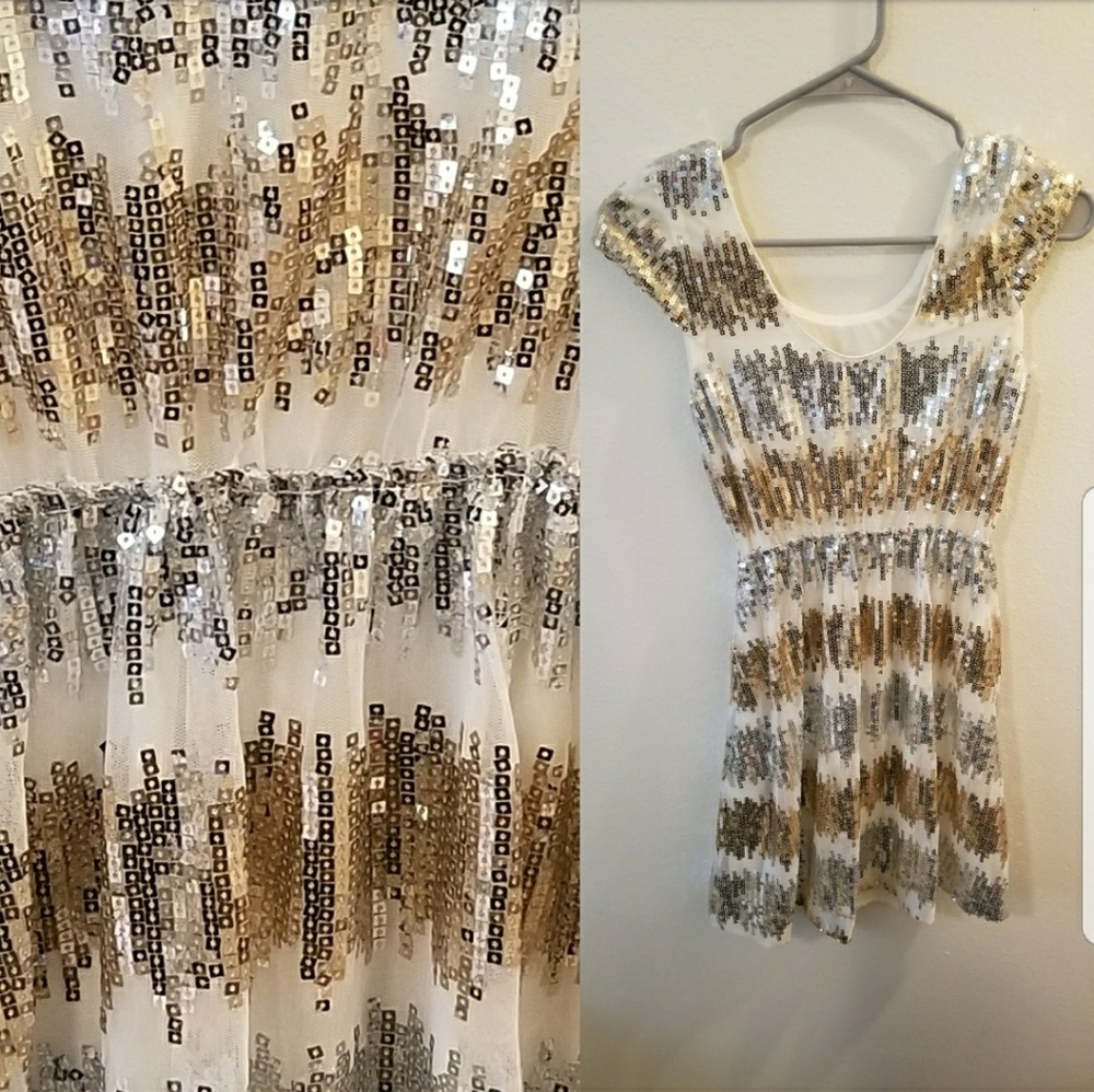 Gold and silver sequin dress