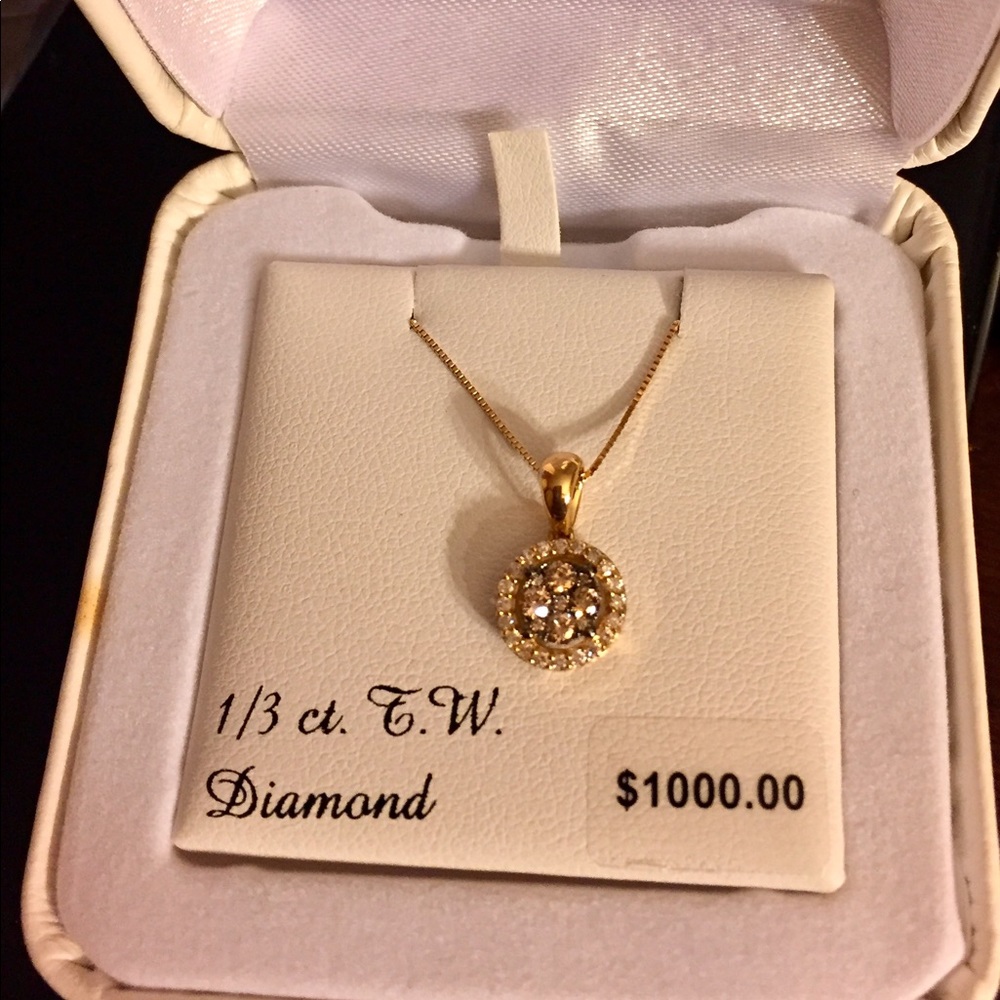 Espresso and white diamonds pendant in 10K  YG