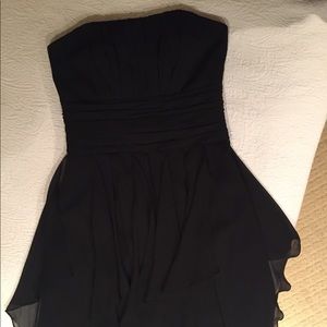 Black chiffon strapless mini dress!