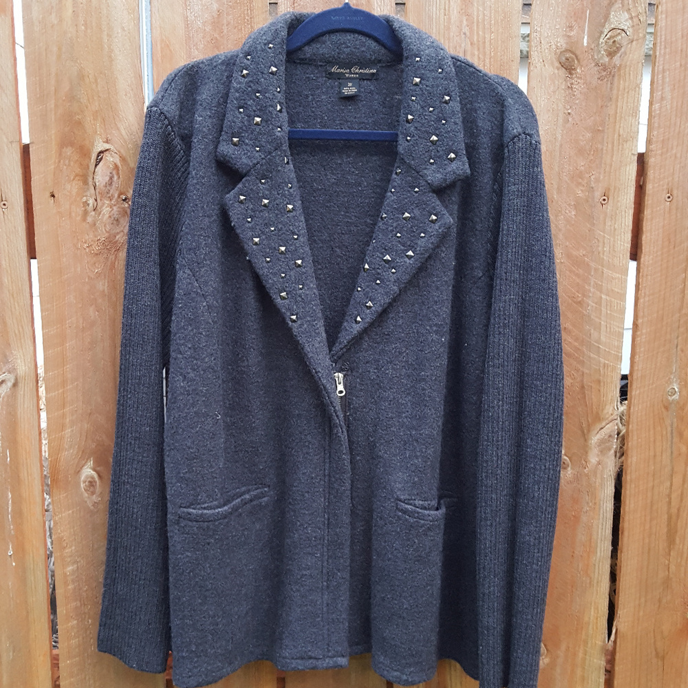 Wool Zip Up Cardigan Size 3X