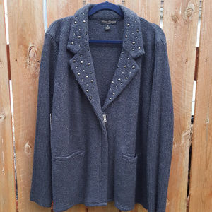 Wool Zip Up Cardigan Size 3X