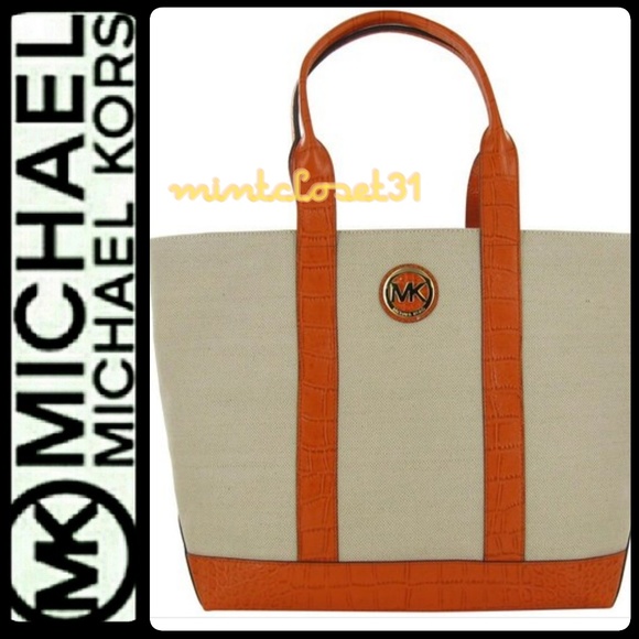 Michael Kors Handbags - Michael Kors Canvas Leather Tote