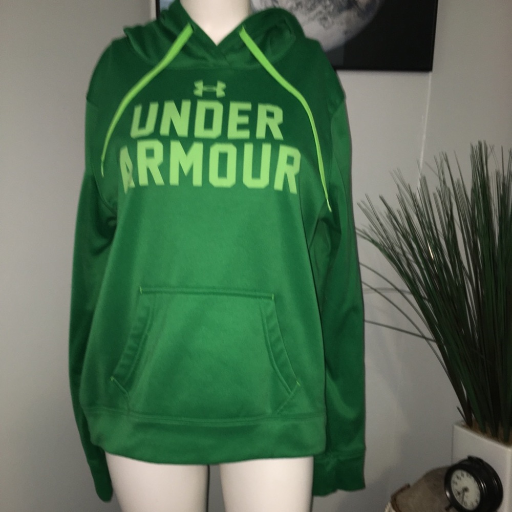 Green Under Armour hoodie.