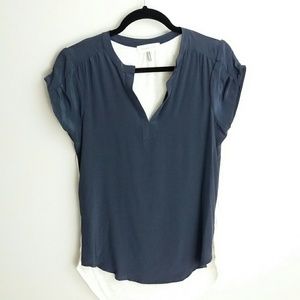 Amour Vert Silk and Linen V-neck Top