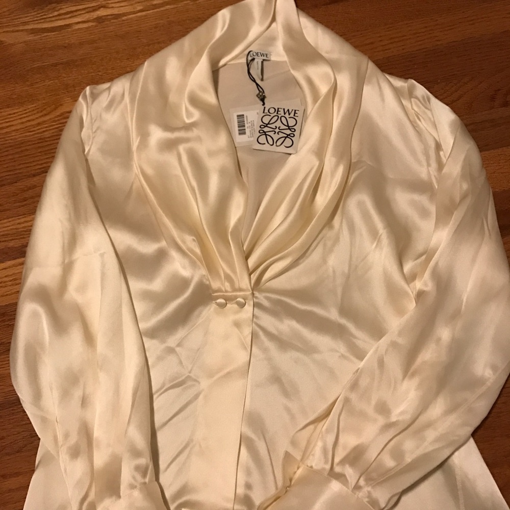 A white Loewe silk top