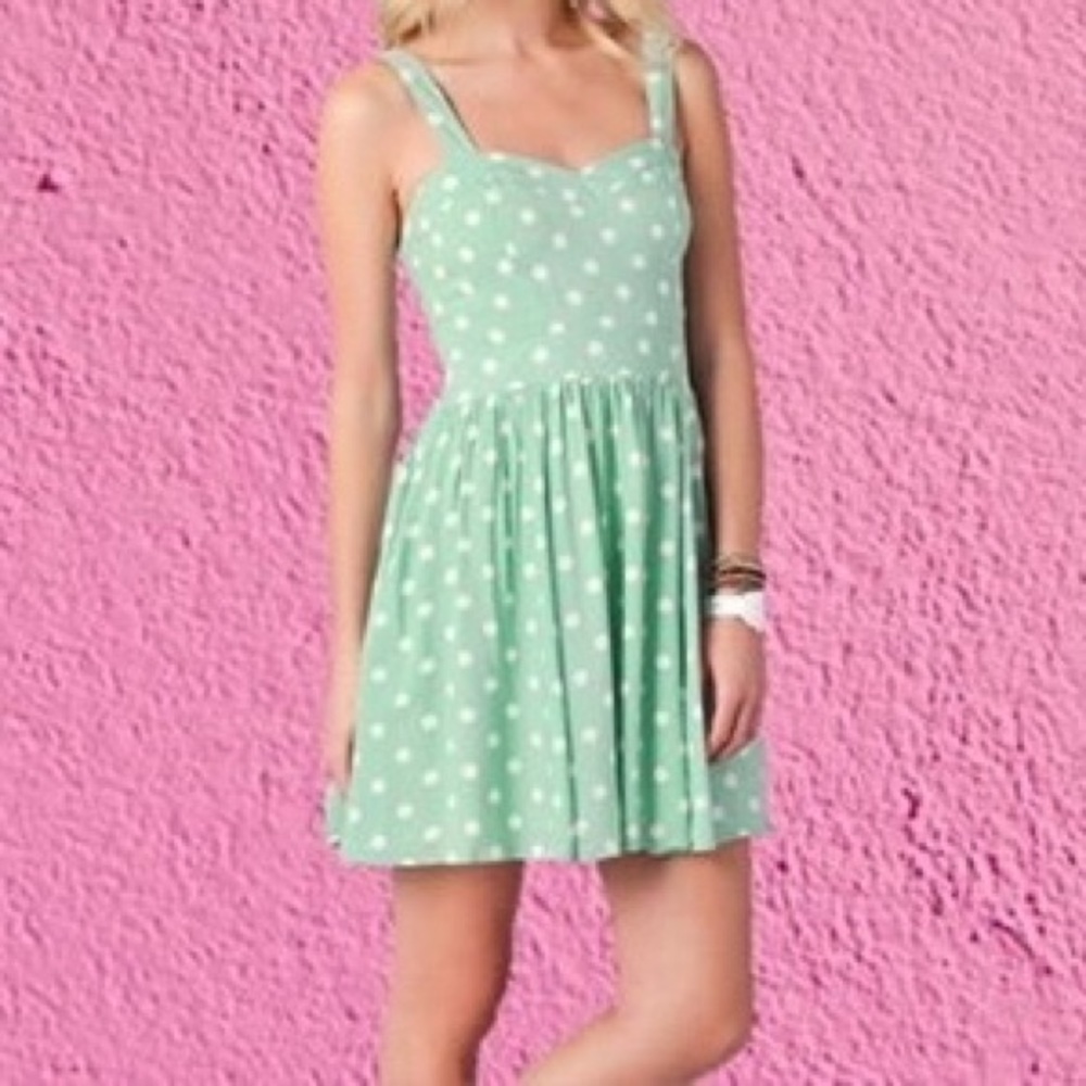 Retro Mink Pink Polka Dot Dress in Mint Milkshake