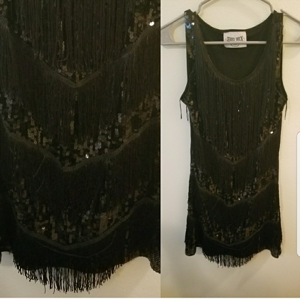 Black flapper style dress with sequins