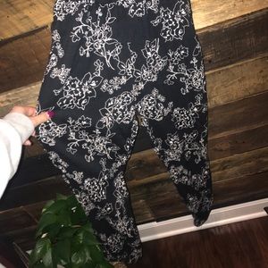Black and white floral jumpsuit