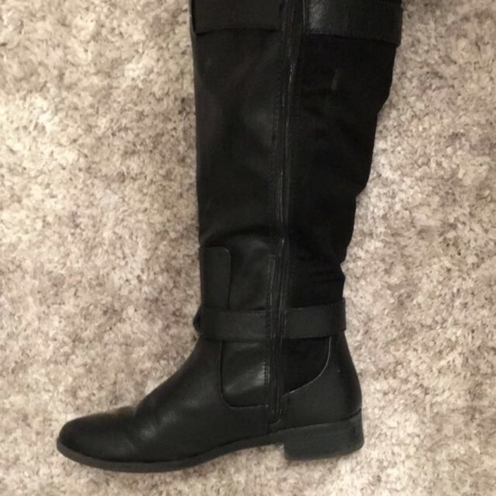 Cute fabric and leather boots