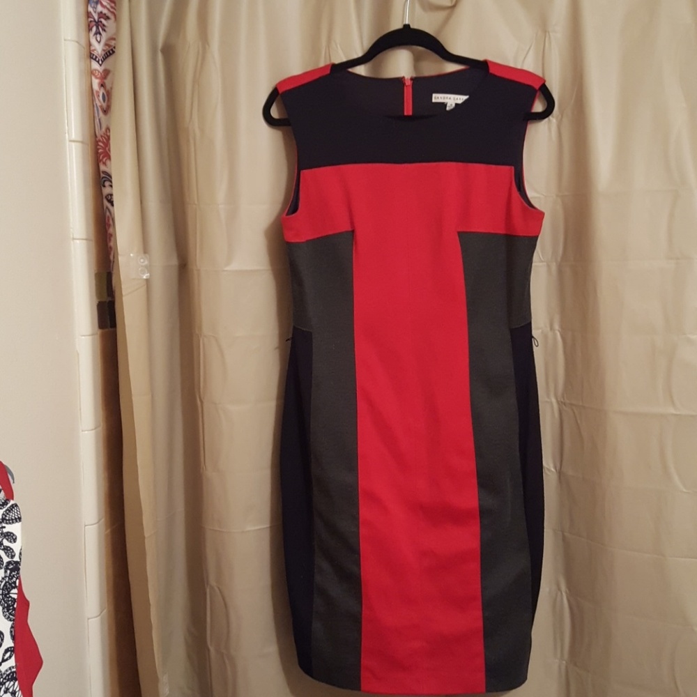 Red & Black Sleeveless Colorblock Dress