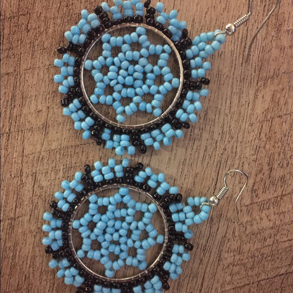 Blue and black earrings