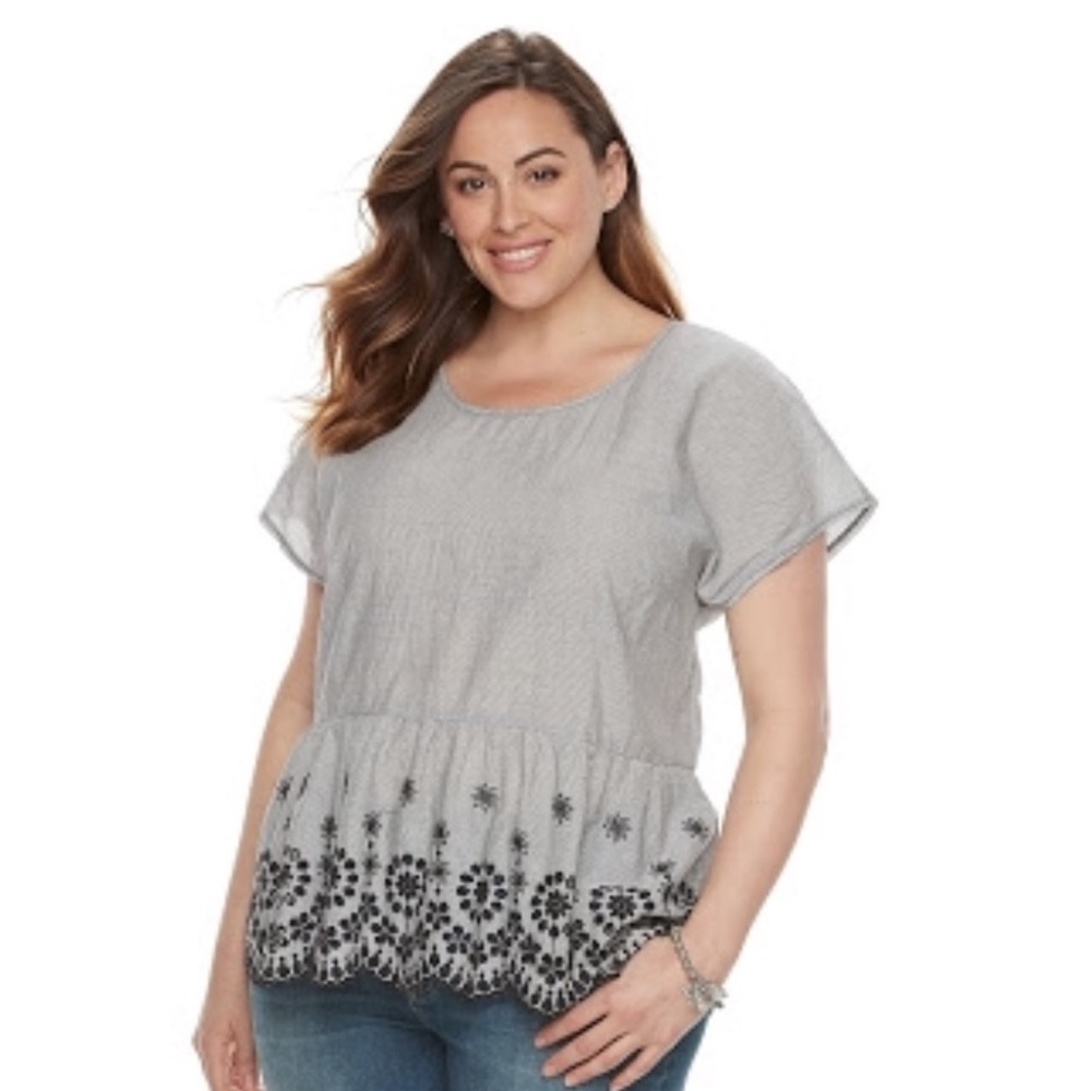 🆑 SONOMA Goods for Life Eyelet Peplum Top/ Sz XL