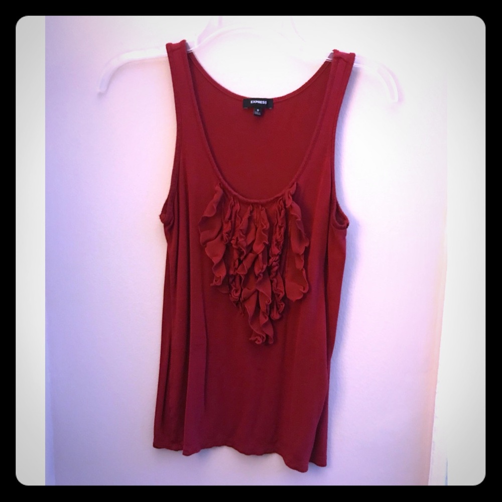 Express red ruffle tank size s