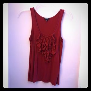 Express red ruffle tank size s