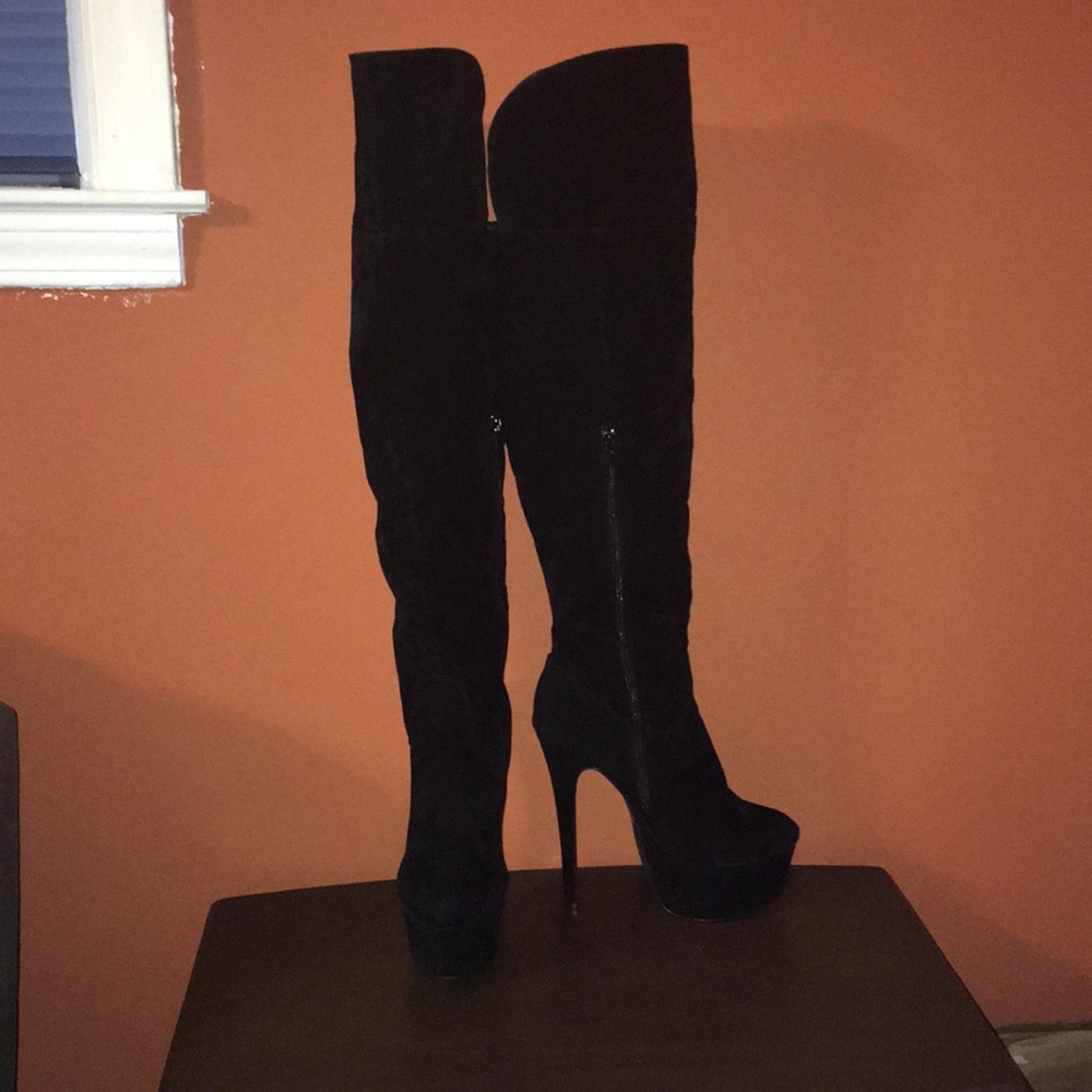Black Suede thigh high boots