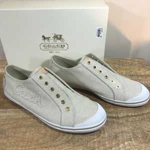 Brand New Coach Gold Kelley Lurex Canvas Shoes
