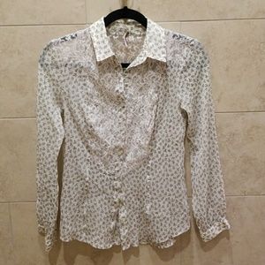 Free People Floral Lace Long Sleeve Blouse
