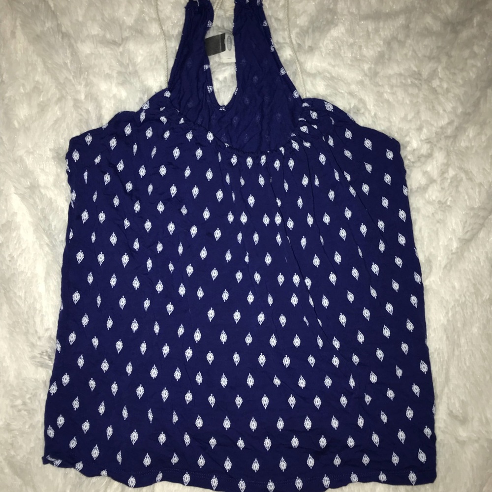 blue & white tank top