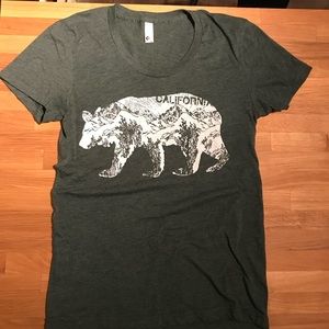 Small California bear forest green fitted T-shirt