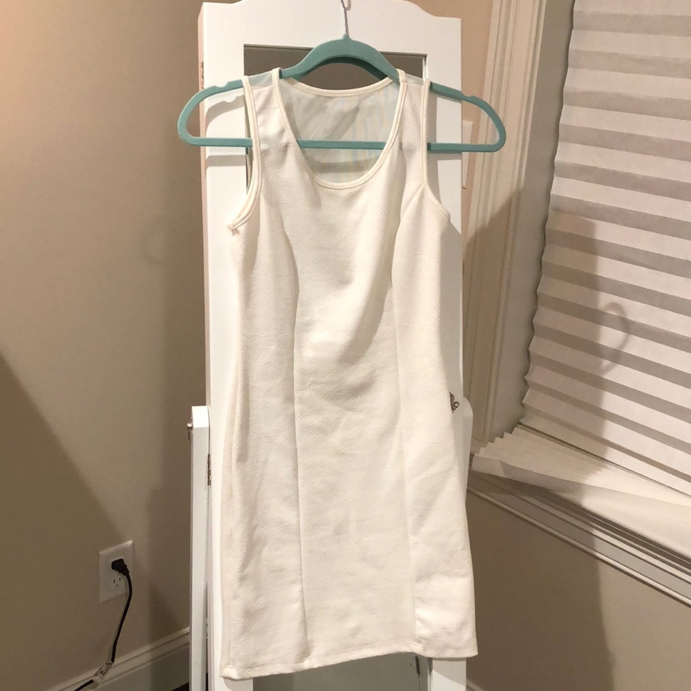 White body con dress with mesh back