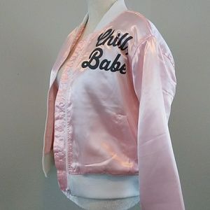 🆕Pink Satin Chill Babe Tattooed Bomber 🔥💓