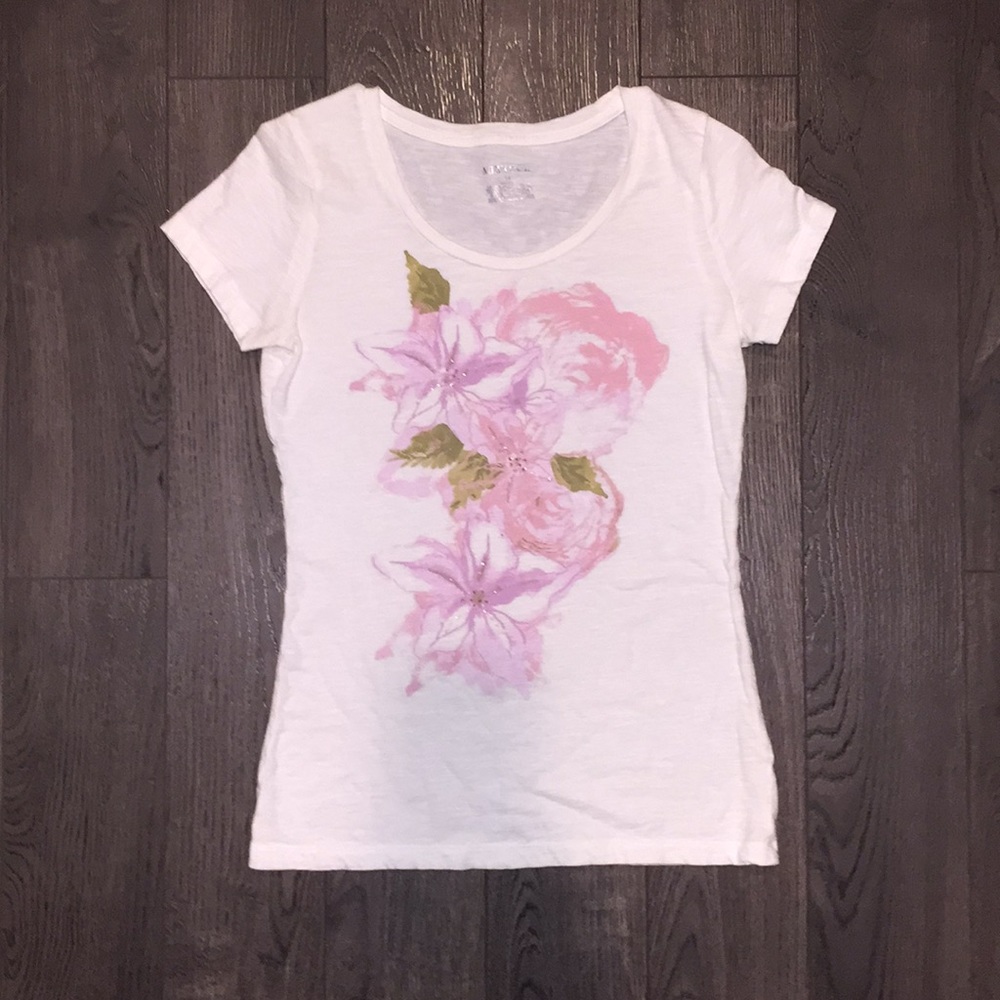 Floral White Tee