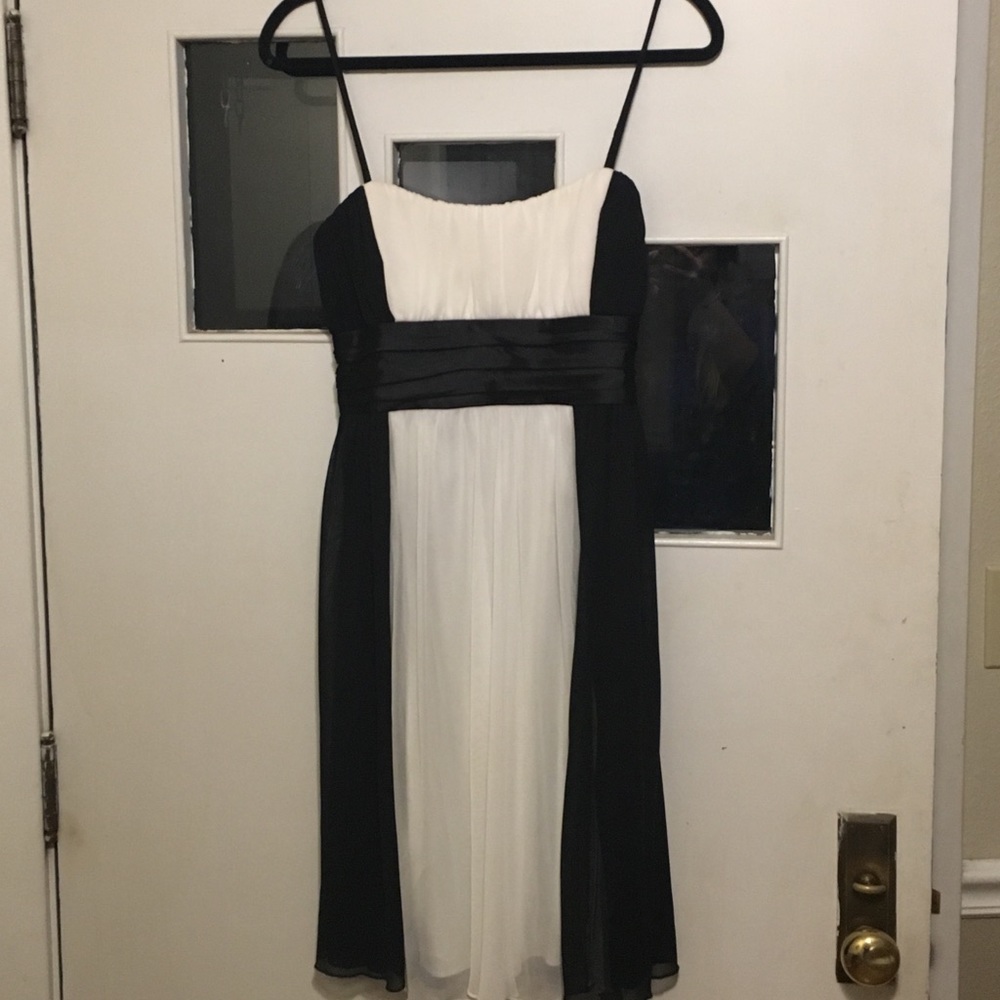 Macy’s Black and white chiffon formal dress