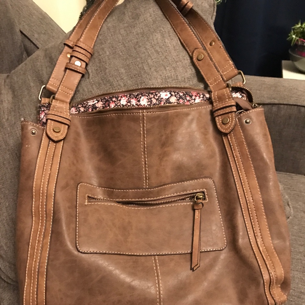 Brown faux leather bag