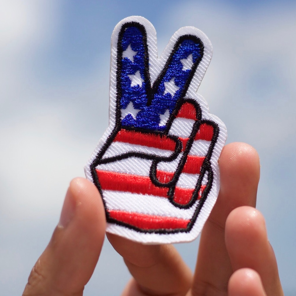 American Peace Sign Iron on Patch