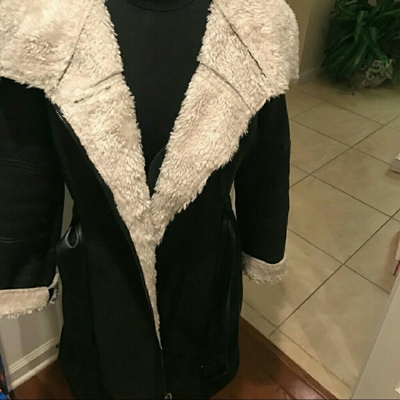 🍁 VINCE ❄️ Sherpa Wool V leather suede Christmas coat 🎄 S&ISOsizeL - Picture 4 of 11