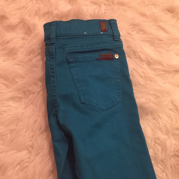 Girls 7 for all mankind turquoise jeans - Picture 2 of 2