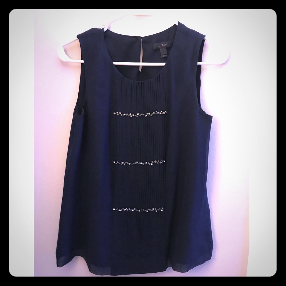 Jcrew embellished navy blue top size 2