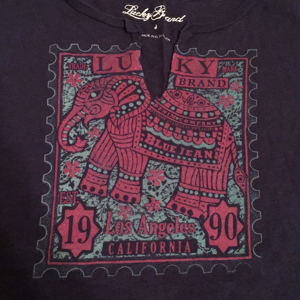 Lucky brand graphic t/ top size small great color~