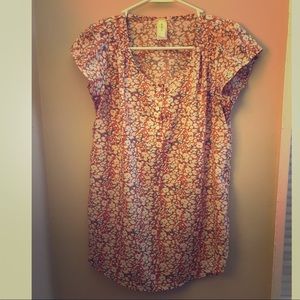 Francesca’s pink floral blouse