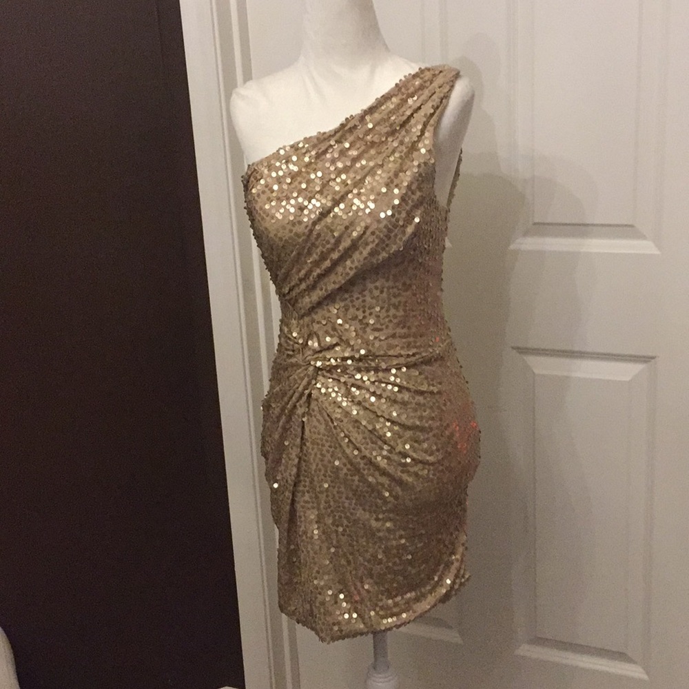 Designer Gold Sequin Dress