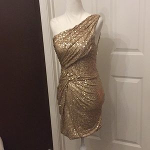 Designer Gold Sequin Dress