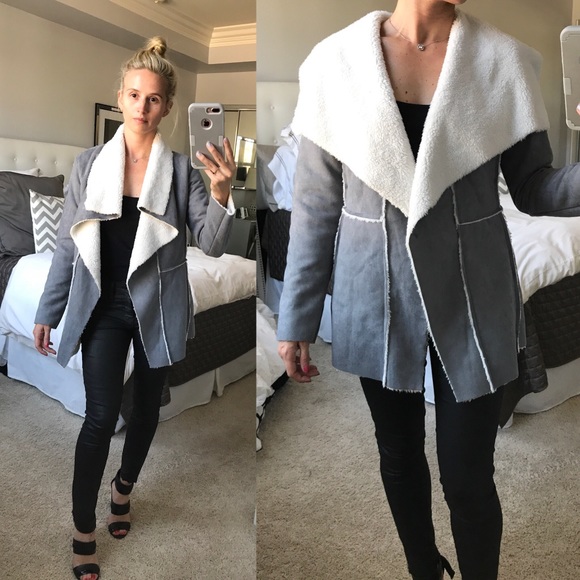 NWT LF GREY SUEDE & SHEEPSKIN JACKET - XS - Picture 7 of 8