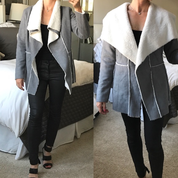 NWT LF GREY SUEDE & SHEEPSKIN JACKET - XS - Picture 6 of 8