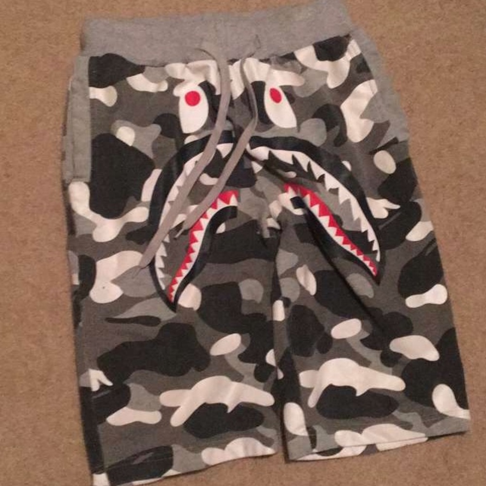 Bape Camo Grey Shark Shorts