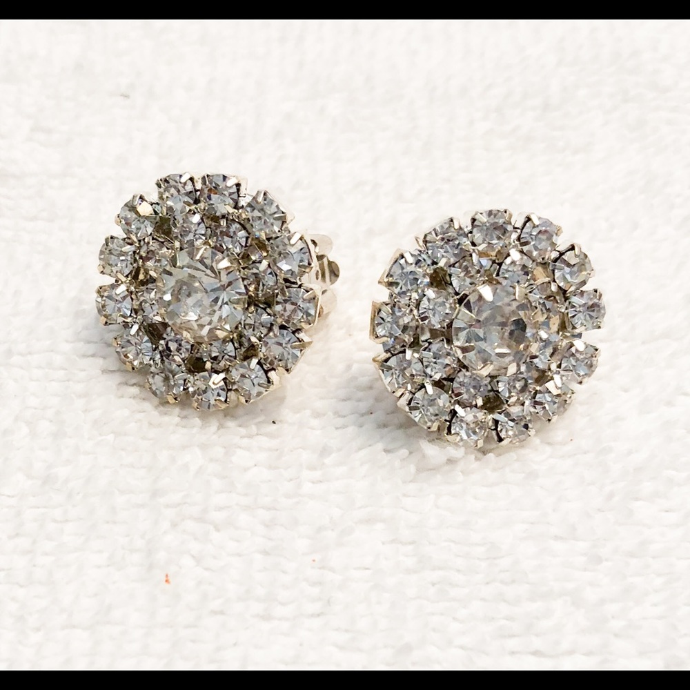Handmade Shiny Rhinestone Clip on Earrings New