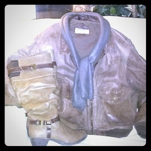 Leather knee high boots