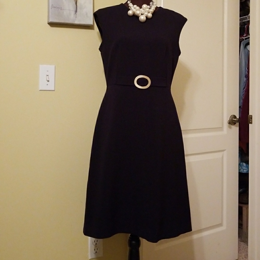 Talbots navy lined dress.
