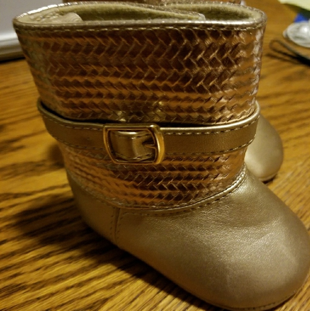 Baby Girl Gold Boots Size 1
