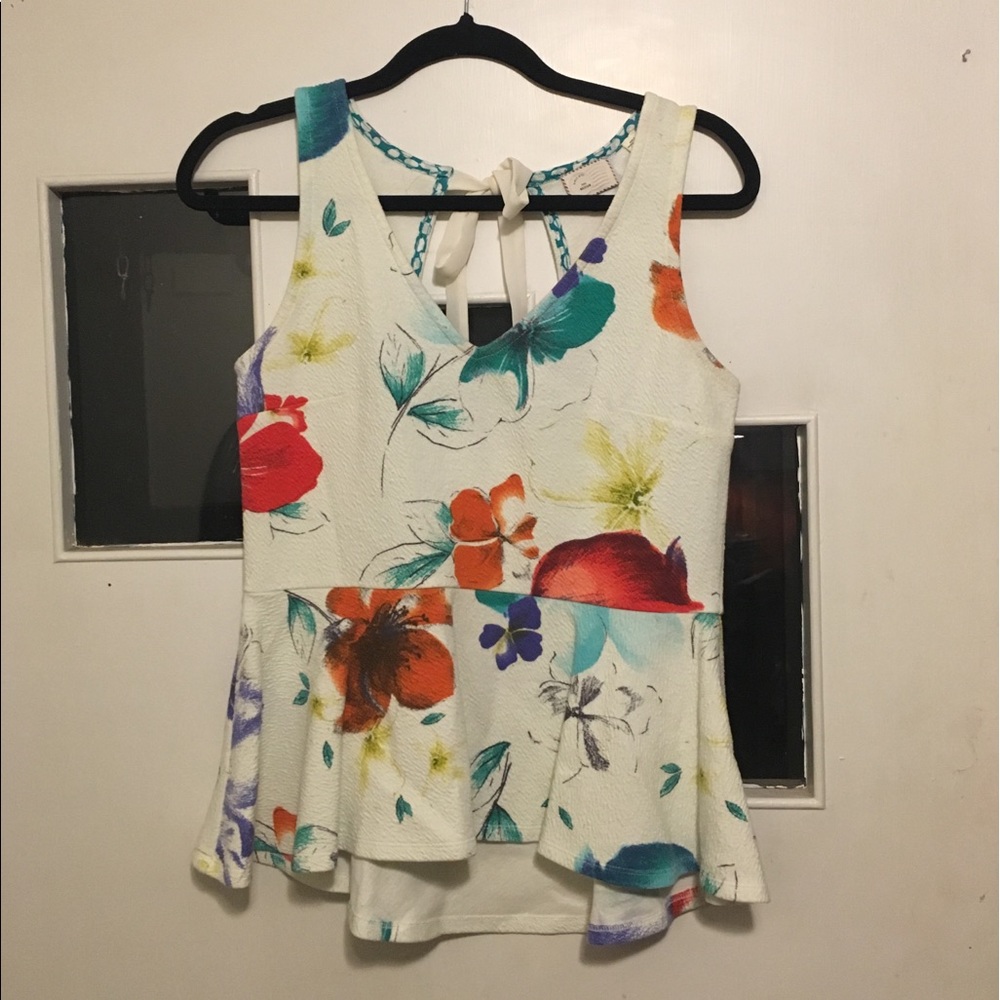 Anthropology Floral Peplum Top