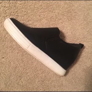 Black platform wedge sneaker